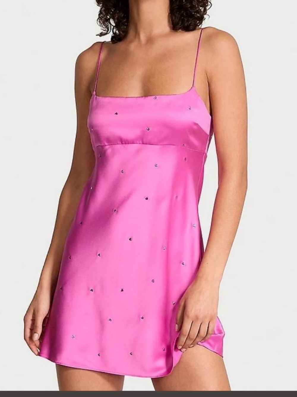 Victoria's Secret Hot Pink Heart Embellished Slip